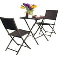 thumbnail image 2 of 3 Piece Patio Furniture Sets, Folding Bistro Wicker Set, All Weather Resistant Foldable Table and Chairs, Espresso Brown, 2 of 8