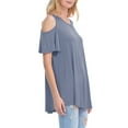thumbnail image 2 of KOGMO Womens Cold Shoulder Short Ruffle Sleeve Tunic Top, 2 of 4