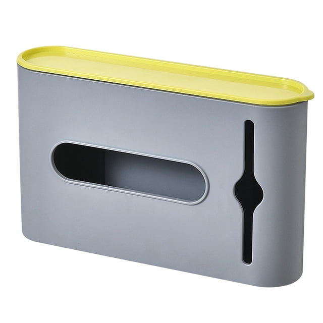 Generic Wall-Mounted No-Drill Plastic Garbage Bag Holder with Waterproof Lid, Large Opening, and Visible Window for Kitchen and Bathroom Storage