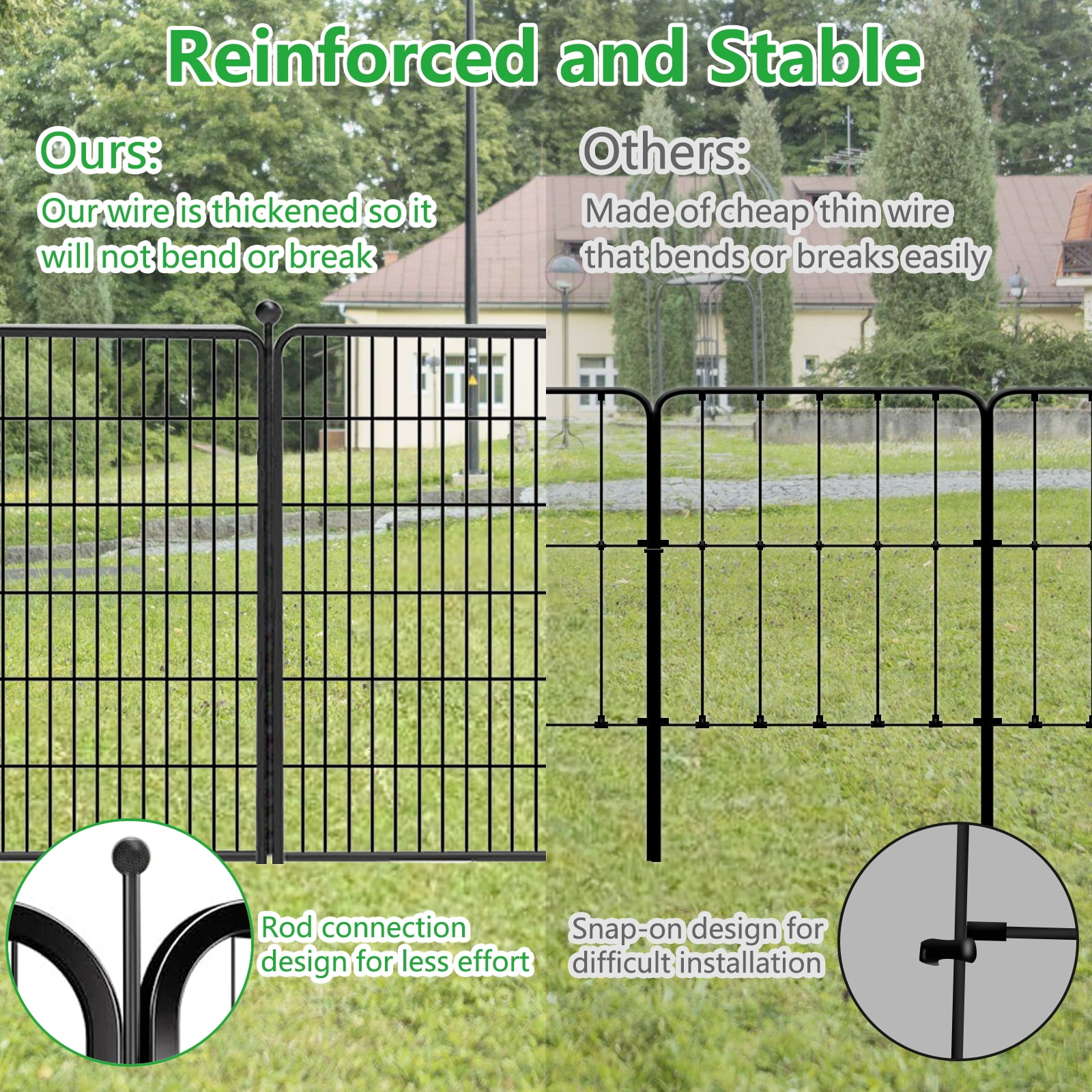 Txh001 Garden Fence 36 Panels 83ft(L)×40in(H) Animal Barrier Decorative Metal Wire Fence with Gate Flower Bed No Dig Fence Temporary Fencing for Backyard Patio