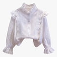 thumbnail image 6 of Mnyotv School Outfits for Girls Classic Uniform Shirts Ruffle Long Sleeve Button Down Shirt Kids Fall Clothes Tops Size 3-4Y, 6 of 8