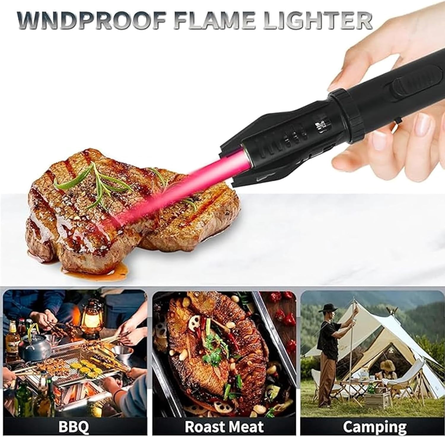 Plasma Lighter, Torch Lighter - Electric Adjustable Windproof Straight Flame with Safety Lock for Candles BBQ