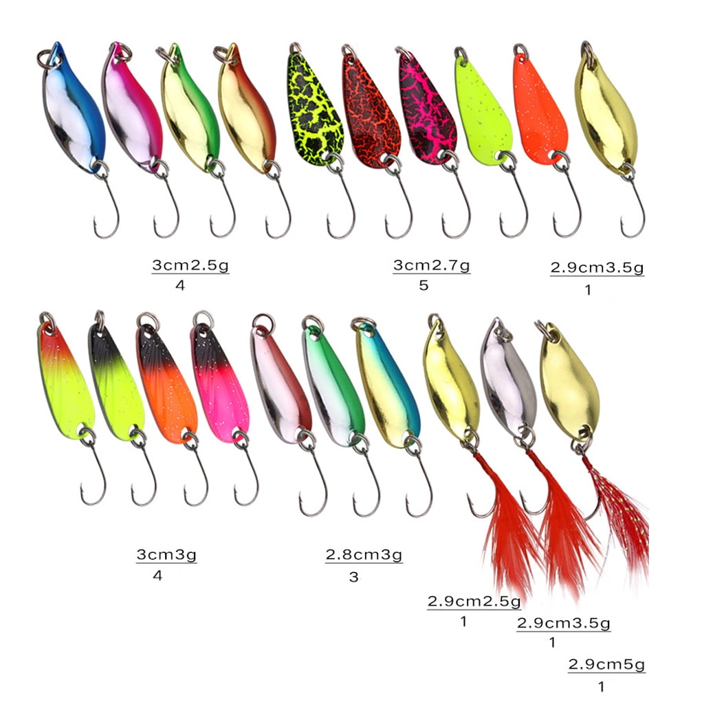 Oasiva 20pcs Fishing Spoons Lures Metal Lures Baits Set for Trout Bass Casting Spinner