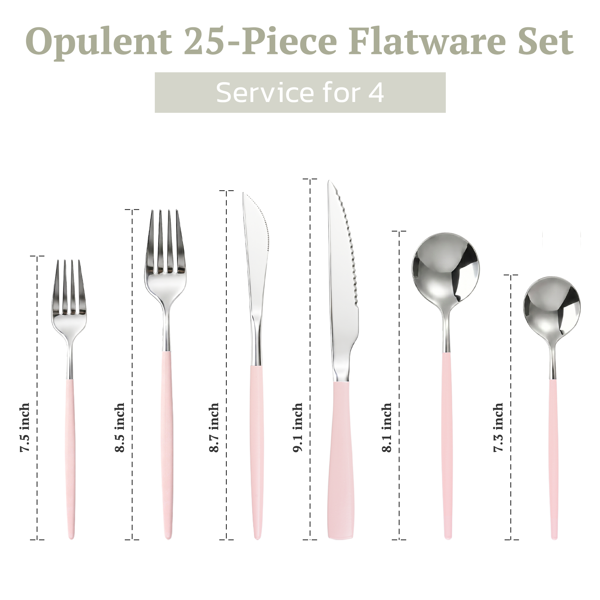 Astercook 25-Piece Pink Stainless Steel Flatware Set photo 2
