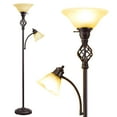 thumbnail image 1 of NATYSWAN Standing Lamp with Adjustable Side Reading Light, Floor Lamps for Living Room with Glass Shade 72-Inch Torchiere Tall Lamps Decor for Bedroom Living Room Den Office (Bulb Included), 1 of 8