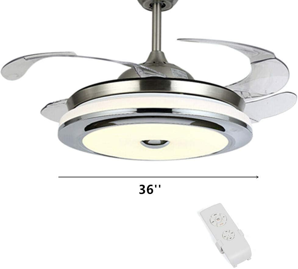 42” Ceiling Fan Light Remote Bluetooth Speaker LED 3 Light Retractable Blades 