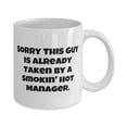 thumbnail image 2 of Unique Manager Gifts, Sorry This Guy Is Already Taken by a Smokin' Hot Manager, Birthday 11oz Mug For Manager from Friends, Executive, Personalized, Gift for boss, Gift for manager, Thank you, 2 of 2