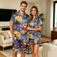 thumbnail image 7 of Mens Allover Halloween Graphic Sleepwear Set Turn Down Collar Pocket Front Shirt And Loose Lounge Shorts, 7 of 7