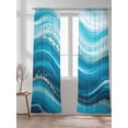 thumbnail image 2 of Sheer Curtains 108 inches Long, Abstract Fluid Art Vintage Blue Gradient Oil Painting Light Filtering Sheer Window Curtains Rod Pocket Voile Drapes for Bedroom Living Room, 52"W x 108"L 2 Panels, 2 of 7
