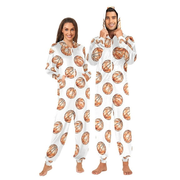 joogoo Watercolor Basketballs Unisex Adults Onesies Pajamas Jumpsuits L