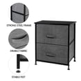 thumbnail image 5 of Nightstand 2 Drawers, Folding Dresser Storage Tower Wood Top Organizer for Bedroom Hallway Closets, Grey, 5 of 10