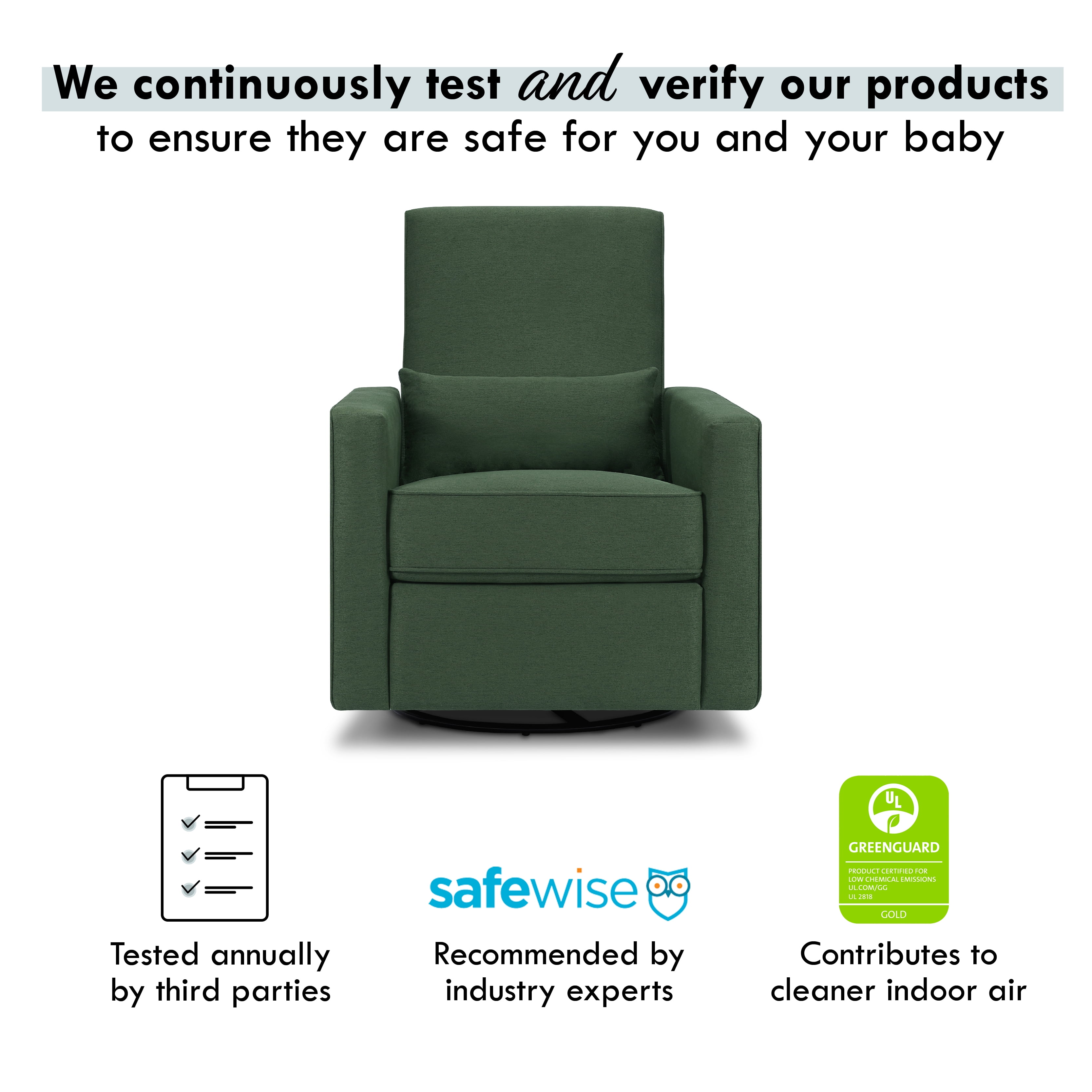 DaVinci Piper Recliner with 360 Swivel, Glider, Hidden Recline Mechanism