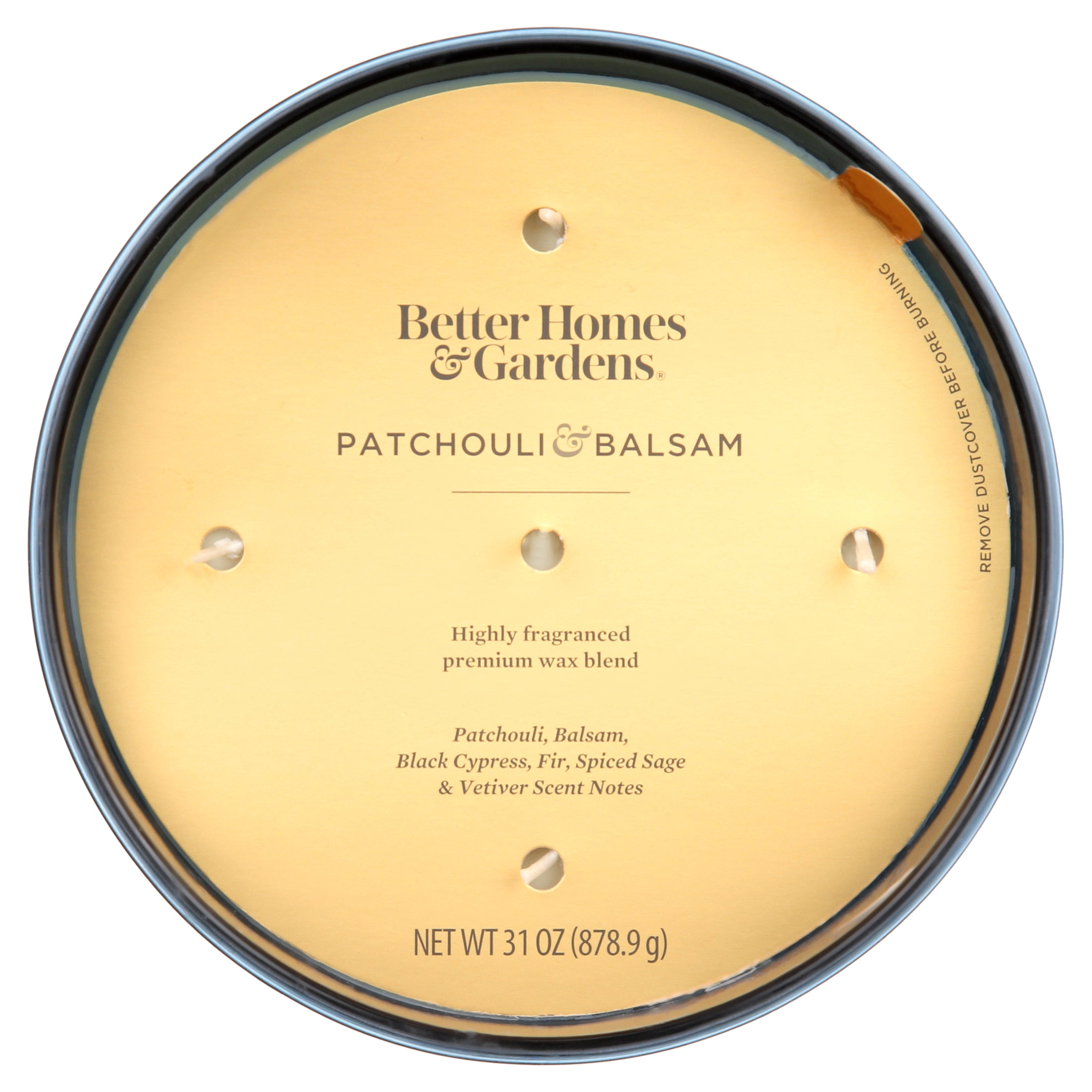 Better Homes & Gardens 31oz Patchouli & Balsam Scented 5-Wick Blue Dish Candle