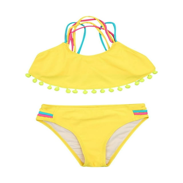 Baby Girl Split Swimsuit Set Sleeveless Backless Bikini Swimwear Beachwear
