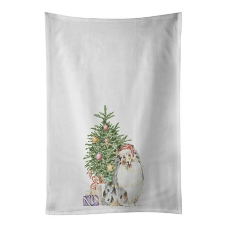 

Sheltie Merle Christmas Presents and Tree White Kitchen Towel Set of 2 19 in x 28 in