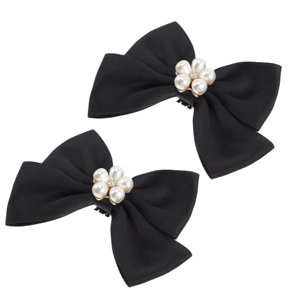 IDEANATEGRATE 1 Pair Black Bow Shoe Clip For Women's Flats And Parties Elegant Design