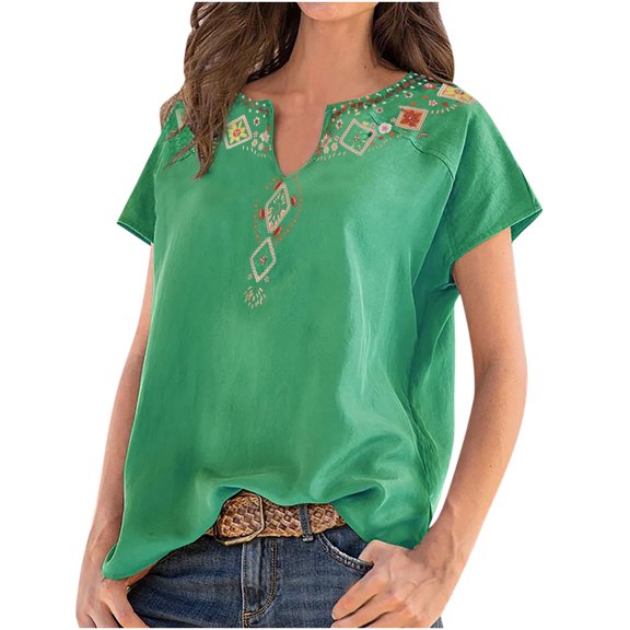 USSUMA Womens Plus Savings Tops and T-Shirts Women V Neck Summer Tops Short Sleeve Business Casual V-neck Shirts Loose Casual Tee T-shirt Blouse 2022 Beach