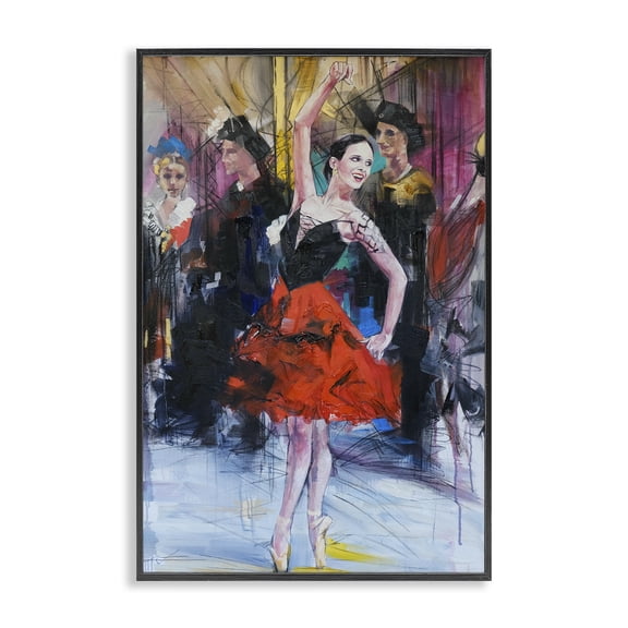 Stupell Industries Abstract Ballerina Bold Collage People Painting Black Framed Art Print Wall Art, 12 x 18
