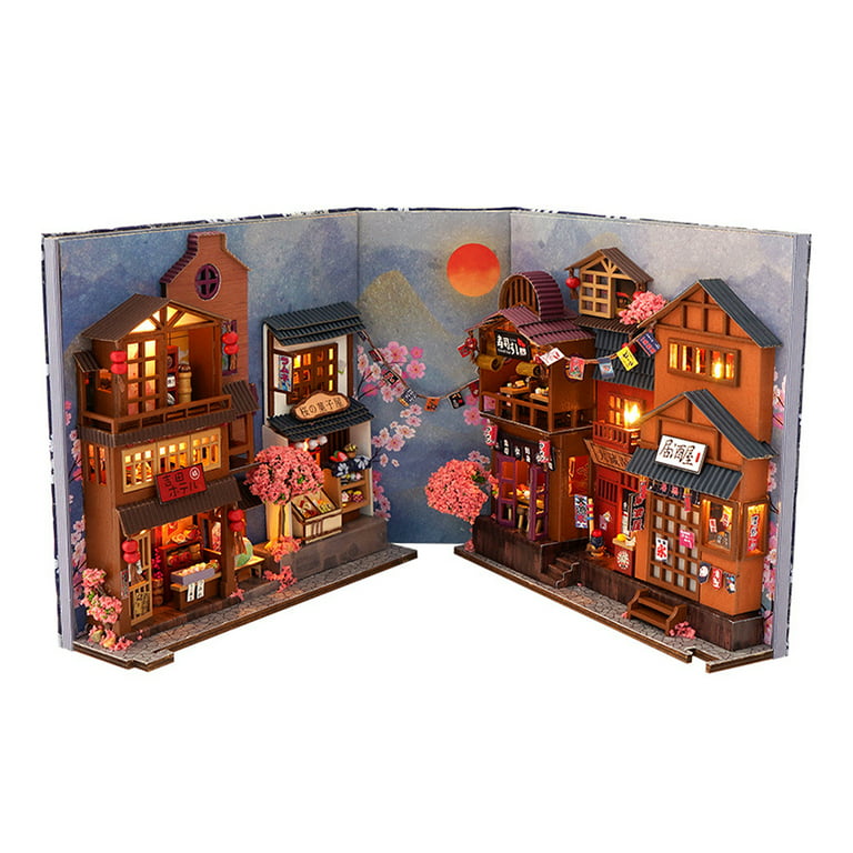 DIY Alley Book Nook City Street View Model Bookcase Wooden Bookend  Bookshelf With LED Kit Craft Toy for Children Christmas Gift - AliExpress