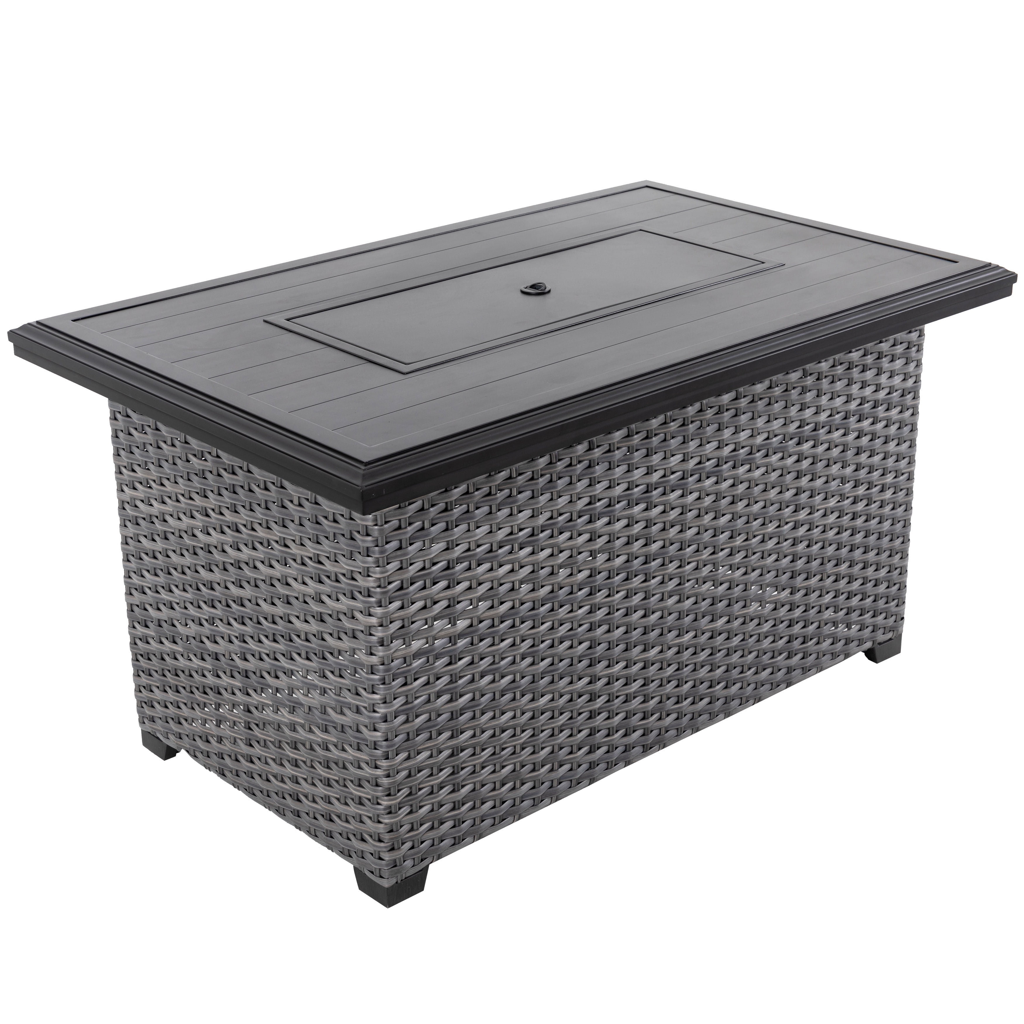 Nuu Garden Aluminum Rattan Fire Pit Table with a Side Door