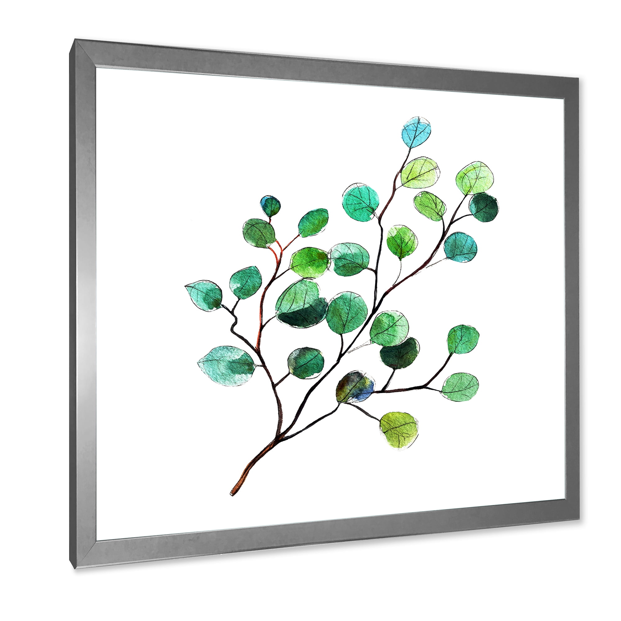 Designart 'Young Eucalyptus Branches and Leaves IV' Traditional Framed Art Print