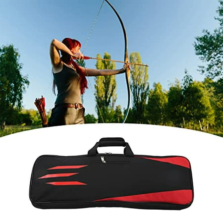 Recurve Bow Bag Adjustable Archery Bow Bag Portable Foldable Bow Case Arrow Quiver with Hook and Loop Handle(Red)