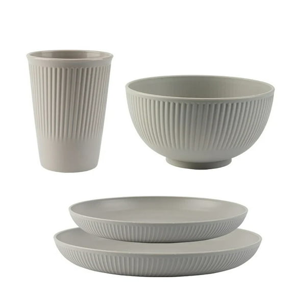 4Pcs Wheat Straw Tableware Set Plate Dish Bowl Cup Unbreakable Kitchen Eco Friendly Dishes Eating Dinnerware Camping