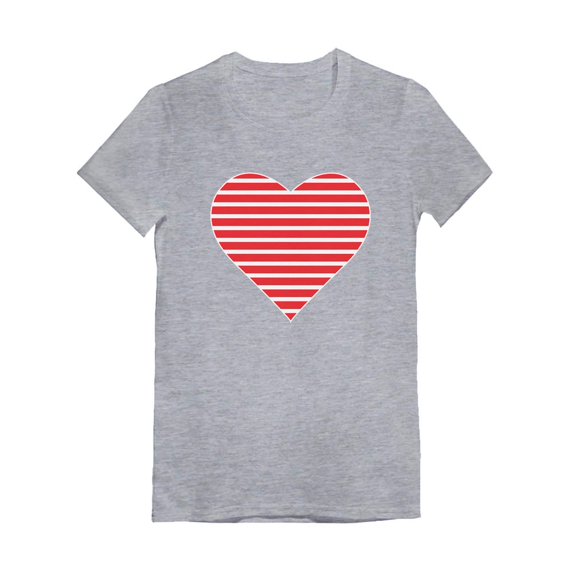 Tstars Girls Valentine's Day Shirts for Kids Love Red Striped Heart Love Gift Idea for Girl Toddler Kids Girls Fitted T Shirt