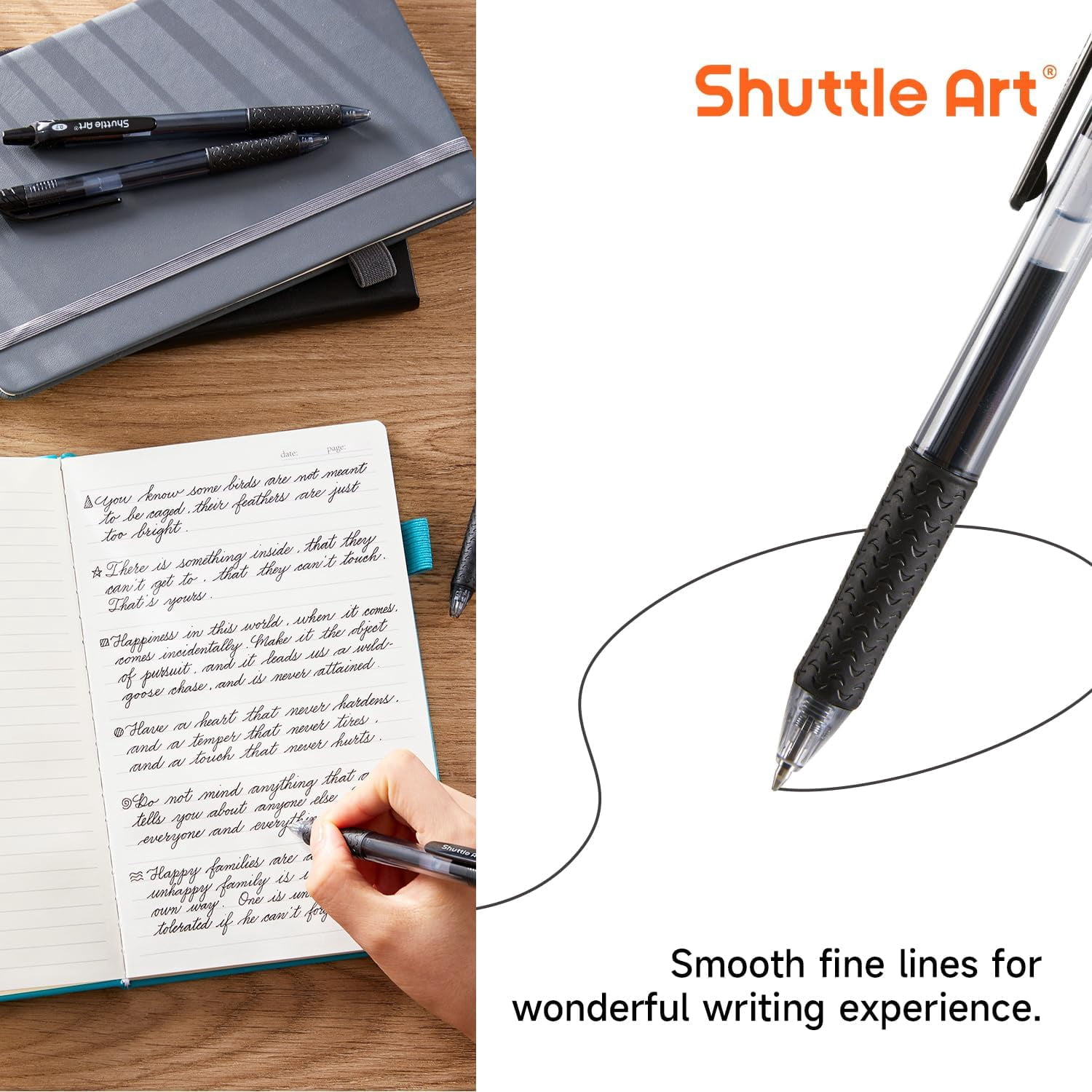 (2 pack) Shuttle Art Black Gel Pens, 36 Pack(18 Gel Pens with 18 Refills) Retractable Medium Point Rollerball Gel Ink Pens Smooth Writing with Comfortable Grip