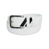 Beverly Hills Polo Club Men's Two Stripe Nappa PU Belt, 38" White/Black -