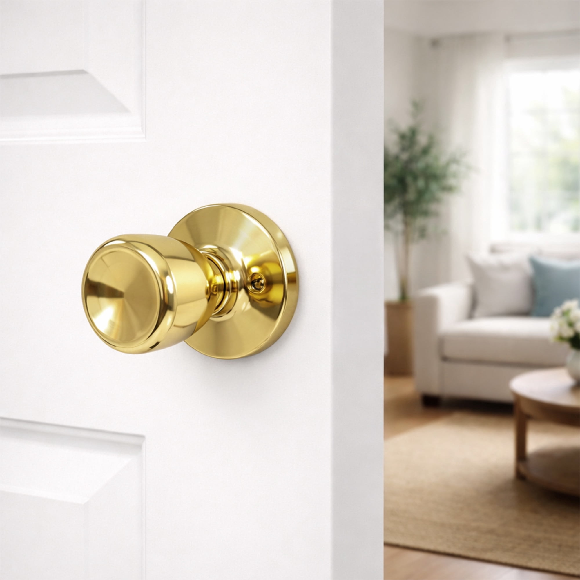 Polished Brass Dummy Door Knob, Closet and French Door, Left or Right Hand