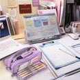 thumbnail image 5 of Your Daily Essential: Large Capacity Oxford Pencil Case, Convenient Design With 3 Compartments, For School, Office, University, Toiletry, Or Cosmetic Bag (Purple), 5 of 5