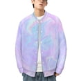 thumbnail image 2 of Pink Holographic Pastel Color Baseball Jersey Fashion Ribbed Sleeve Man Women's Jacket Motion Tops XXS-6XL, 2 of 7