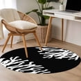 thumbnail image 5 of Sea White Coral Round Living Room Rugs 4 ft, Marine Black Background Modern Art Washable Area Rug with Non-Slip Sturdy Edge Binding Round Carpet for Entryway Kitchen Bedroom Bathroom, 5 of 9