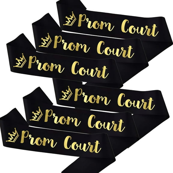 1 pcs Prom Court Sashes Bulk, Black Gold Prom Sashes for Prom Court, High School Dance Party, Costume Event Graduation Party Accessories