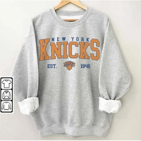 Vintage 90s New York Knicks . Crewneck Retro Basketball . for Women and Men. Classic Knicks NewChapterNSweater Unisex Comfort Sweatshirt, Color: Ash Grey, Size: S