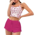 thumbnail image 4 of Xaqiouau Women Floral Cami Pajama Set Ribbed Tank Top and Shorts 2 Piece Lounge Sleepwear Casual Summer Outfit, 4 of 6