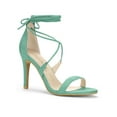 thumbnail image 1 of BLISSFUL STEP Chaussures pour Femmes Sandales à Talon Aiguille Haut à Bride Cheville à Nouer Bout Ouvert en Faux Suède Vert Turquoise 7, 1 of 7