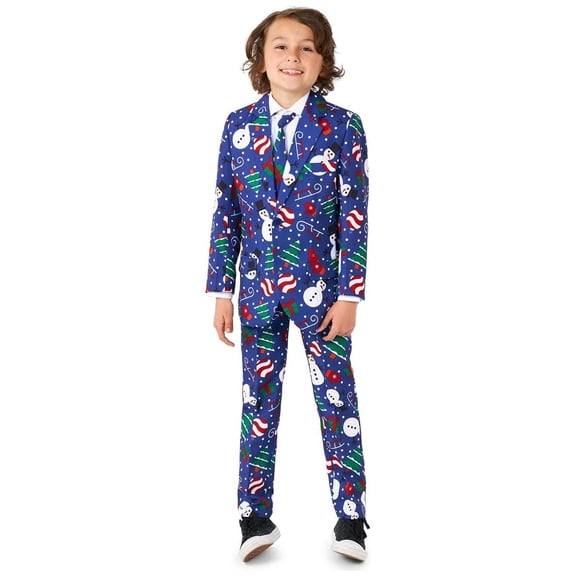 Suitmeister Boys' Suits BOYS Christmas Snowman Blue - L Blue