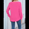 thumbnail image 4 of Blusa Informal Elegante para Mujer, de Larga, con Cuello en V y Volantes, para el Trabajo, 2025 Rosa Roja XL, 4 of 10