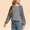 thumbnail image 4 of breaise Floral Knit Tween Girls Puff Sleeve Shirts Stylish Fall Tops Casual Solid Color Crewneck Soft Tunic Tops Blouse 2-14Years, 4 of 9