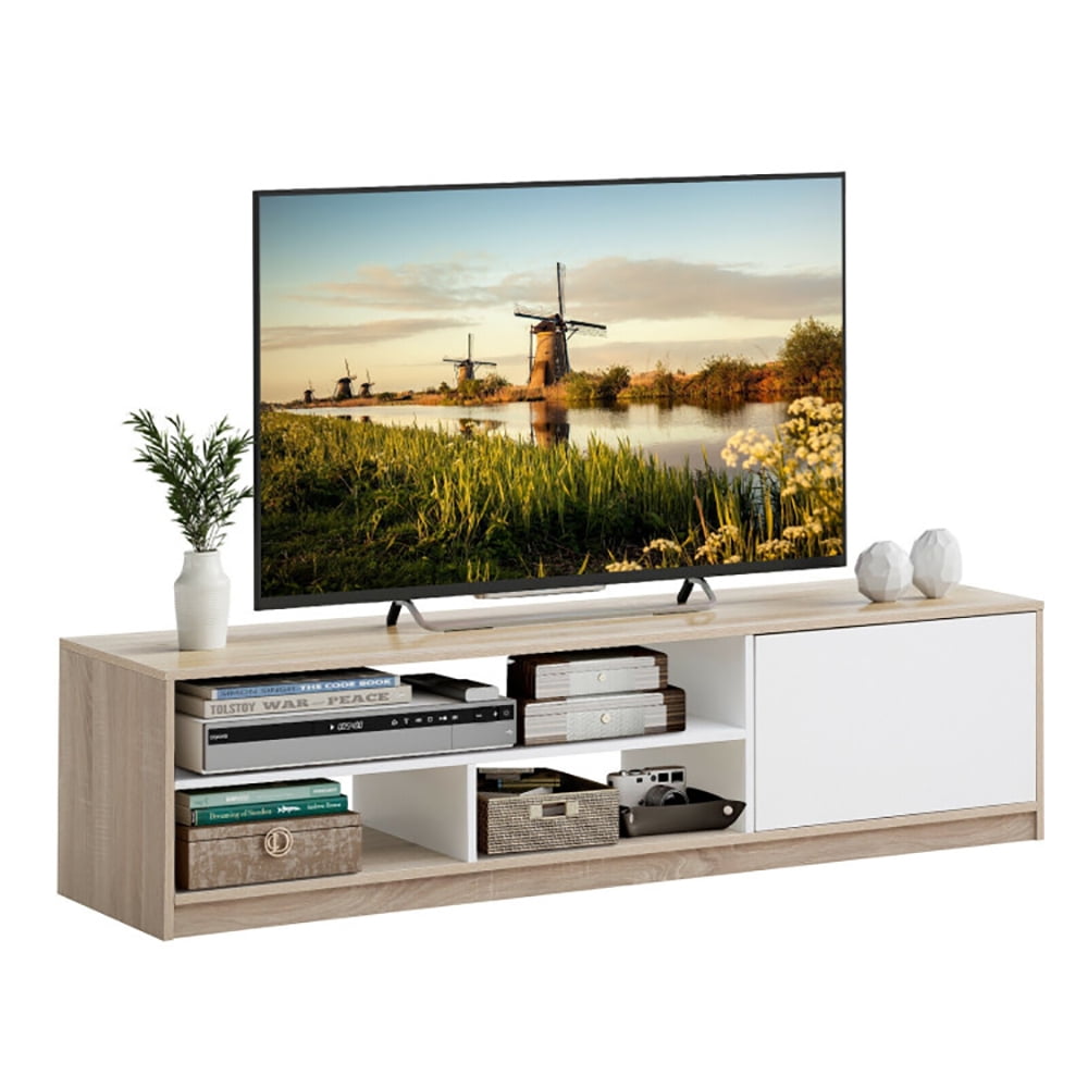 Finihen TV Stand, TV Cabinet, 63 Inch TV Stand with Push-to-Open Door Cabinet for TVs up to 75 Inch, for Living Room, Bedroom, White