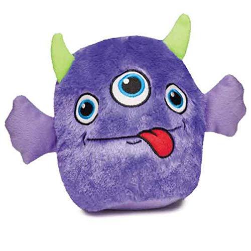 Rock Monster Dog Toys Soft Ball Shape Plush Squeaker Silly Face 7' Choose Color (Purple)