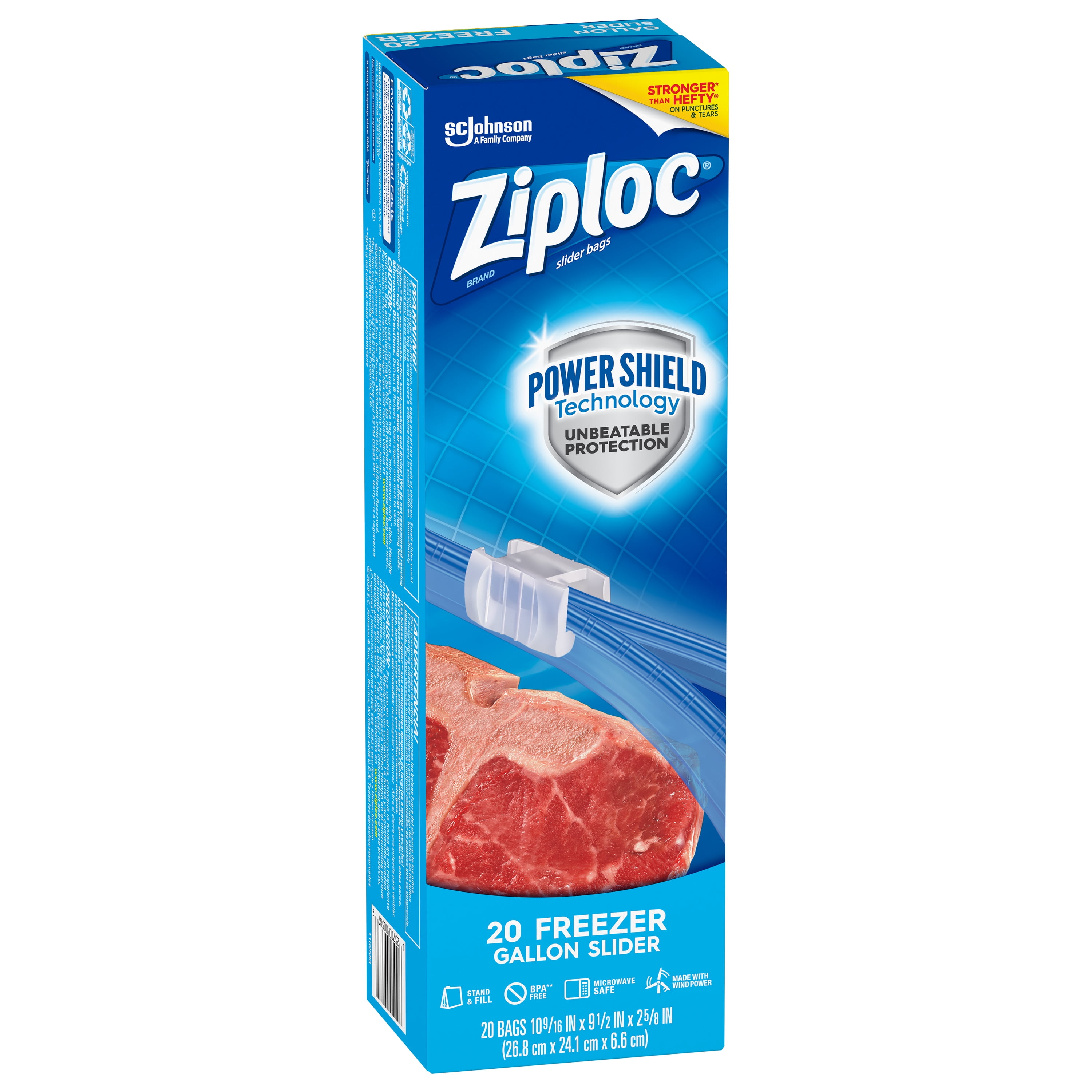 Ziploc® Brand Slider Freezer Bags with Power Shield Technology, Gallon, 20  Count