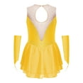 thumbnail image 4 of TSSOE Kids Girls Figure Ice Skating Dress Sleeveless Lyrical Ballet Dance Leotard Dresses with Gloves Yellow 16, 4 of 7