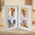 thumbnail image 1 of HEALEEP Tabletop Folding Picture Frame Gray Blue Wood Foldable Home Decor 1Set, 1 of 4