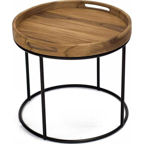 Padma's Plantation Berkeley Metal End Table in Natural & Iron