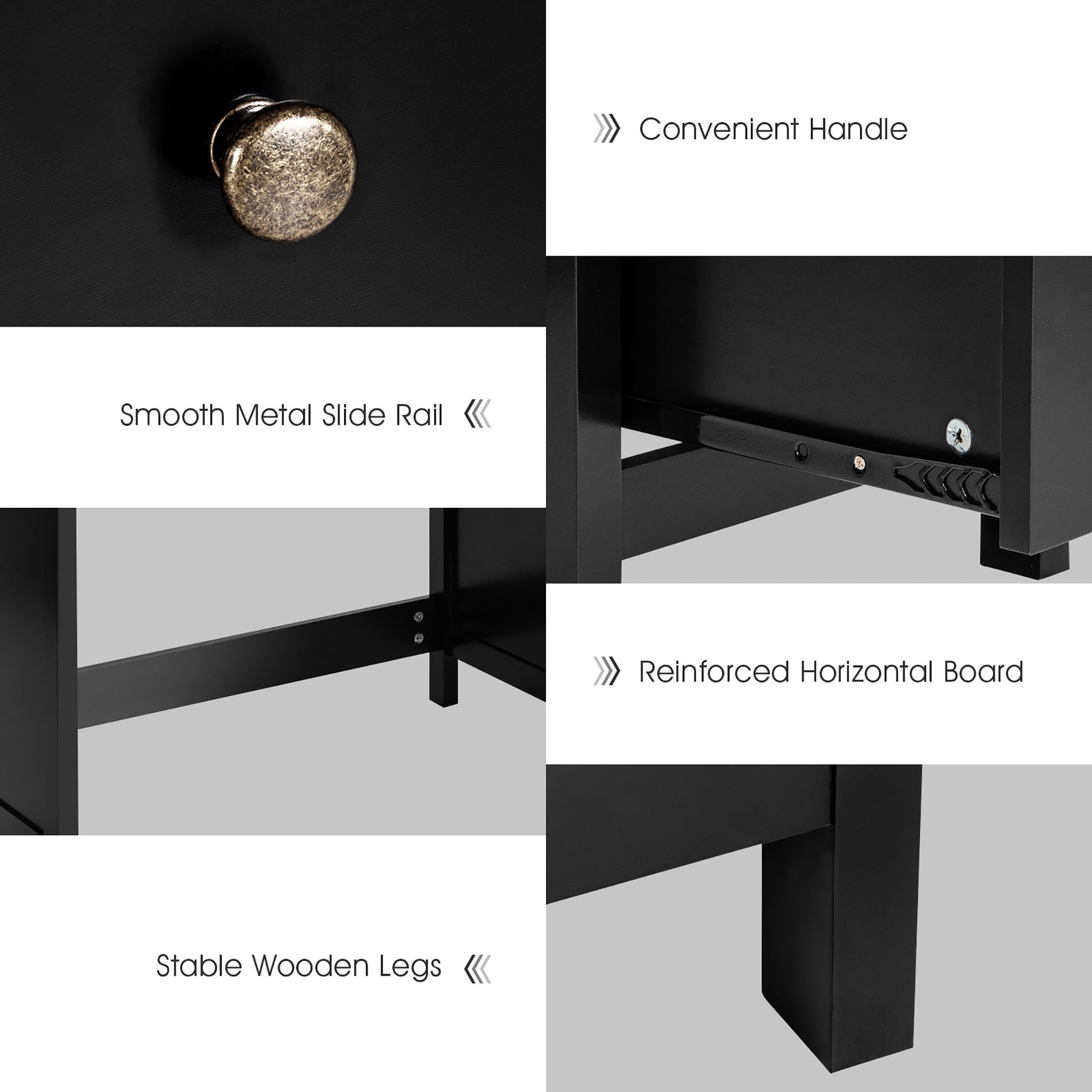 Costway Computer Desk Study Writing Desk Home Office Workstation with 3 Drawers Black