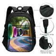thumbnail image 3 of Pofeuu Colorful Tire Tunnel Park Print Storage Laptop Backpack with USB Charging Port[Water Resistant] College Computer Bookbag Fits, 3 of 7