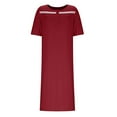 thumbnail image 6 of Jalioing Womens Long Nightgown Loose Crew Neck Button Up Sleep Dress Short Sleeve Comfy Casual Sleepwear, 6 of 7